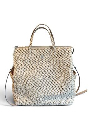 Eric Javits Big Lucy Squishee Satchel Natural color with handles & strap